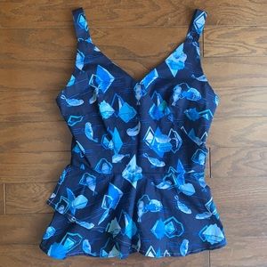 Handmade Unique Top Baby Seal Print Peplum V-Neck Sleeveless Blue Size Small